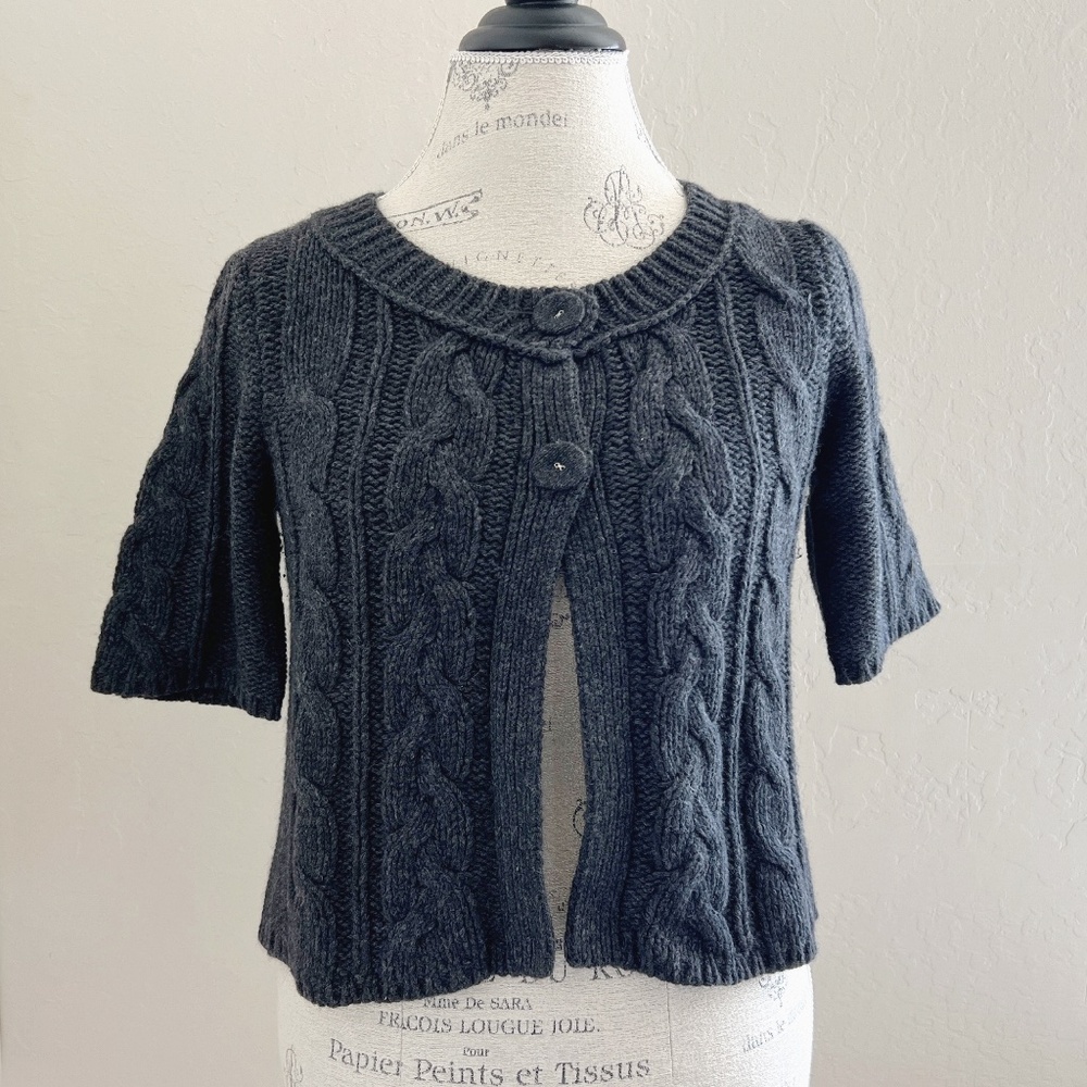 American Eagle Gray Cable Cardigan Sweater Size M